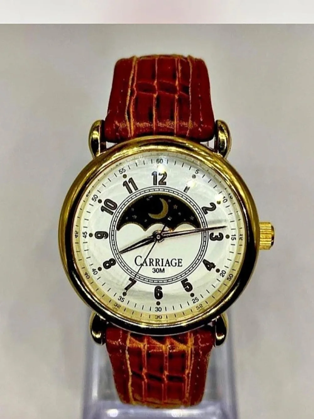 Luxury ^^^ Ladies * Carriage by Timex Carriage Moon Phase Watch Tan / Gold ^^^
